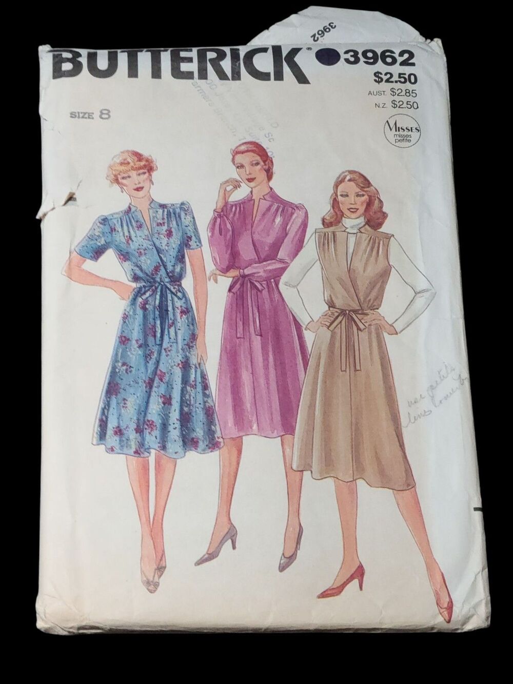 Vtg Butterick 3962 Sewing pattern Womens Dress Jumper & Belts Zize 8 uncut 1980s